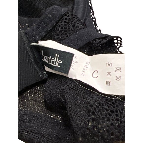 Chantelle Le Marais Balcony Black Lace Bra 36C C27350 - Picture 5 of 5